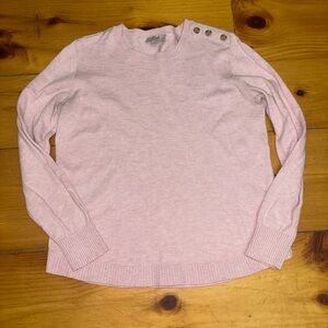 LOFT Light Pink Knit Sweater with Button Shoulder Size Medium